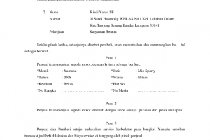 surat perjanjian jual beli motor